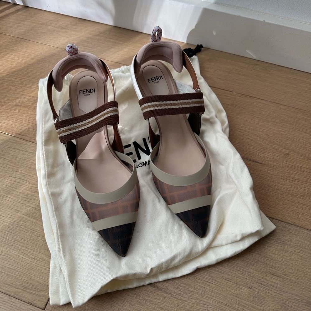 Fendi Colibri Mesh Slingback Pump (low heel)